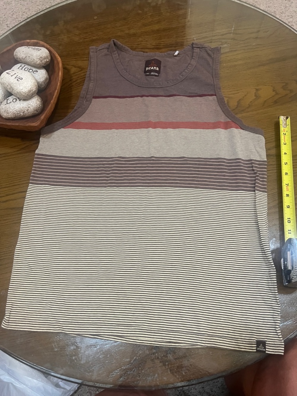 Prana Striped Sleeveless Tank in Gray, Cream & Muted Red